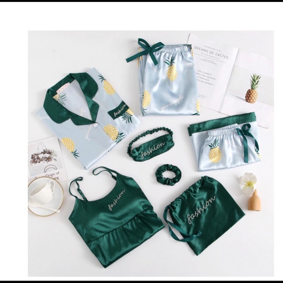 7 PIECE SATIN SILK PJ SET - Picture 7 of 16